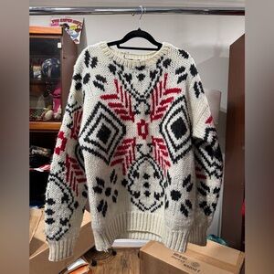 Cozy Patterned Sweater - Black, Red, and White